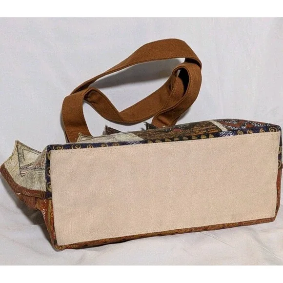 Laurel Burch Cat Shoulder Bag Cut Out Ears Canvas Brown - Picture 5 of 9